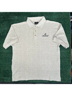 Vintage 90s Remy Martin Cognac Polo Shirt Ribbed Textured Beige Casual Liquor L